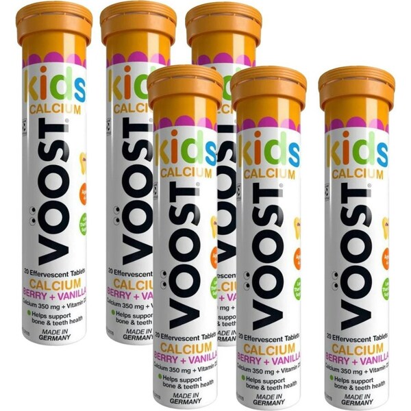 VOOST Kids Calcium Berry + Vanilla Effervescent Tablets 20 pack 6pk