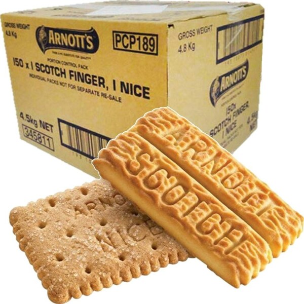 Arnotts Biscuits Portions Scotch Finger and Nice 150 Pack Carton Bulk Box
