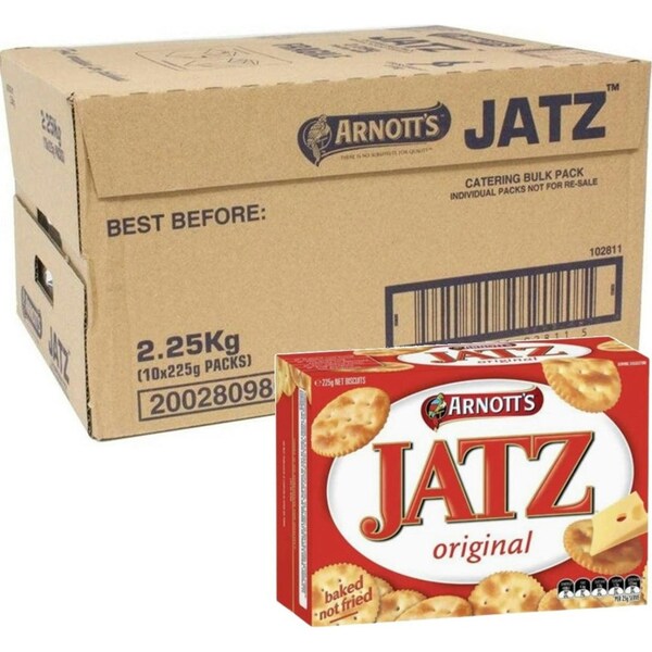 Arnotts Jatz Crackers Original 10x225g 2.25kg Carton Bulk Box