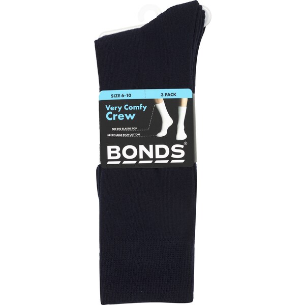 Bonds Mens Very Comfy Crew Socks Size 6-10 3 Pack