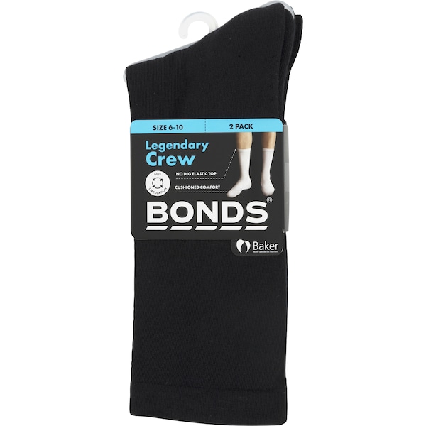 Bonds Mens Legendary Crew Socks Size 11-14 2 pack