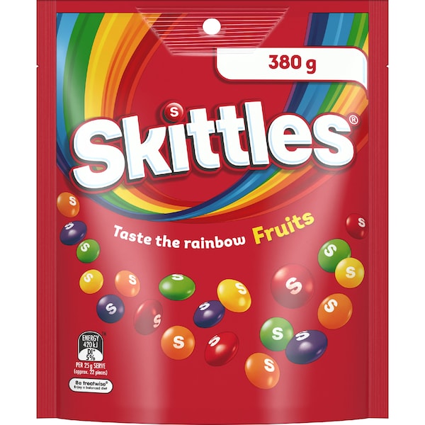 Skittles Fruits Chewy Lollies Party Share Bag 380g