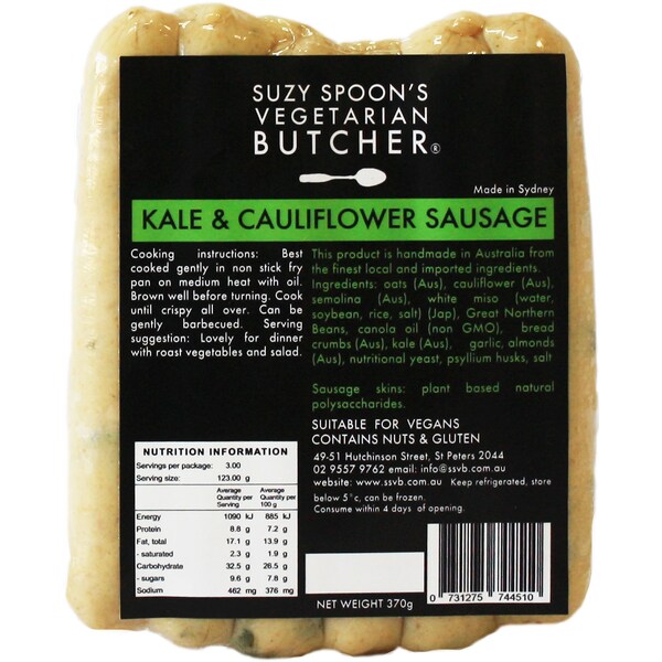 Suzy Spoon's Kale & Cauliflower Sausages 370g