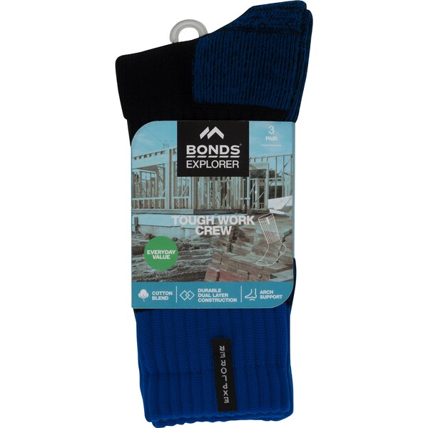Explorer Mens Tough Work Crew Socks Size 6-10 3 Pack
