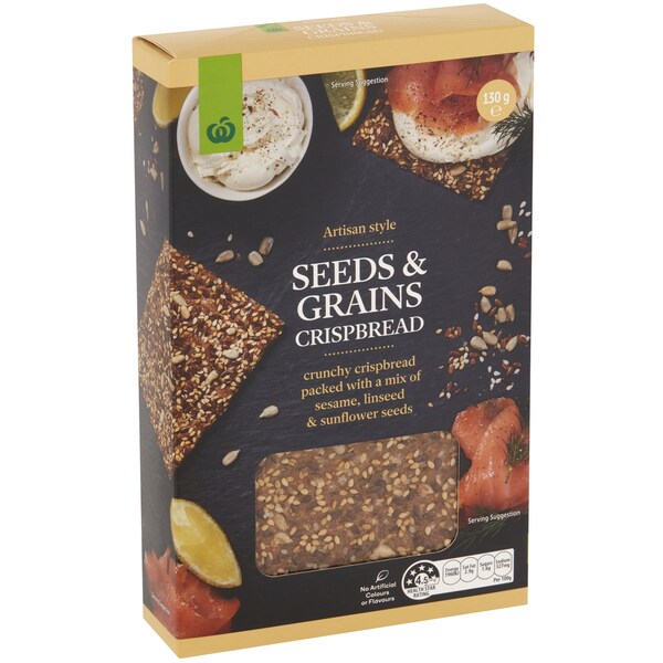 Woolworths Artisan Style Seeds & Grains Crispbread 130g