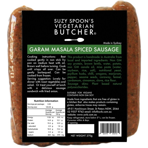 Suzy Spoon's Garam Masala Spiced Sausages 370g