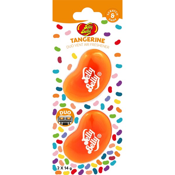 Jelly Belly Duo Mini Car Air Freshener Tangerine each