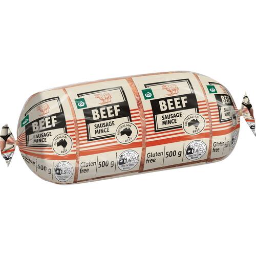 Woolworths Aussie Beef Gluten Free Sausage Mince 500g bunch