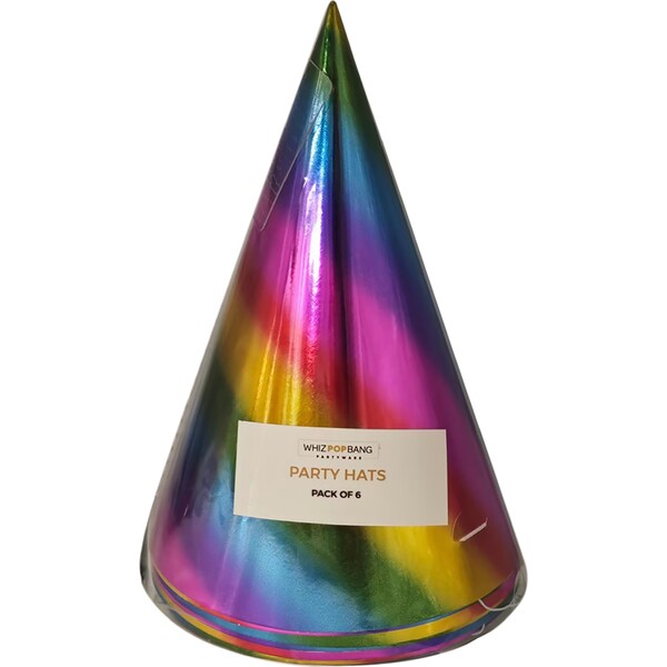 Korbond Whiz Pop Bang Party Hats Foil 6 pack