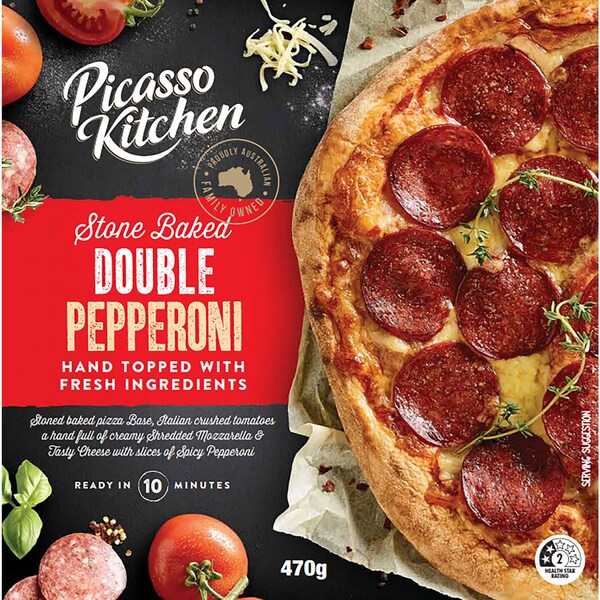 Picasso Kitchen Stone Baked Double Pepperoni Pizza 470g
