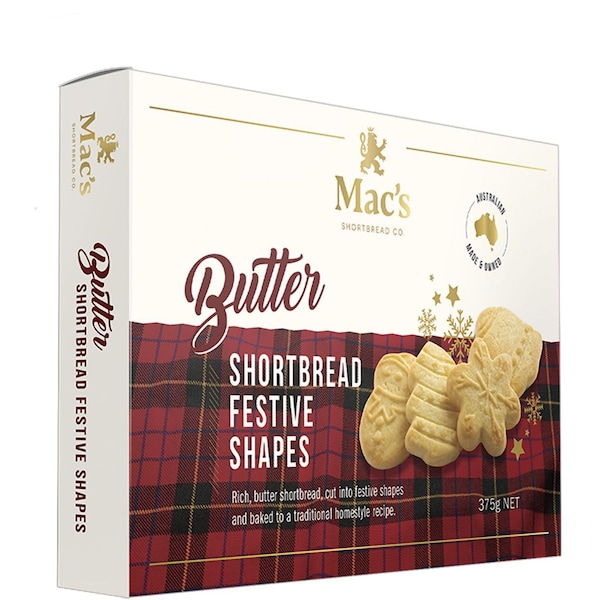 Mac's Shortbread Co. Festive Shapes Butter Shortbread 375g