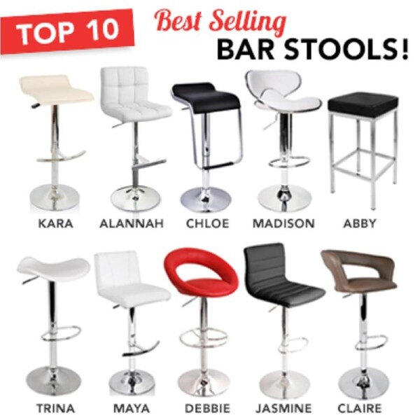 Set of 2 Best Selling Bar Stools in 10 Designs Abby / White
