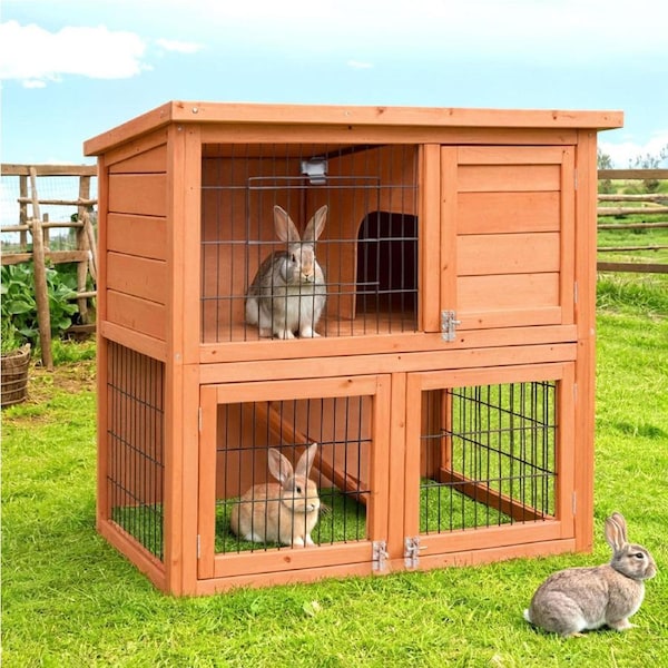 88cmx40cmx76cm i.Pet Chicken Coop Rabbit Hutch Large House Run Wooden Cage Outdoor