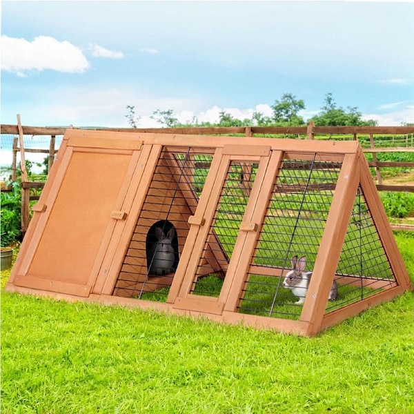 119cm x 51cm x 44cm i.Pet Rabbit Hutch Chicken Coop Large Run Wooden Cage Outdoor