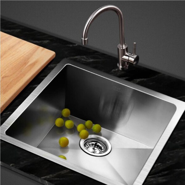Cefito Kitchen Sink Stainless Steel Basin Single Bowl Silver - 44X44CM
