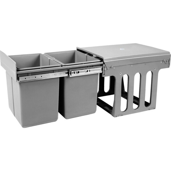 Cefito Pull Out Bin Kitchen Double Basket 2X15L Grey
