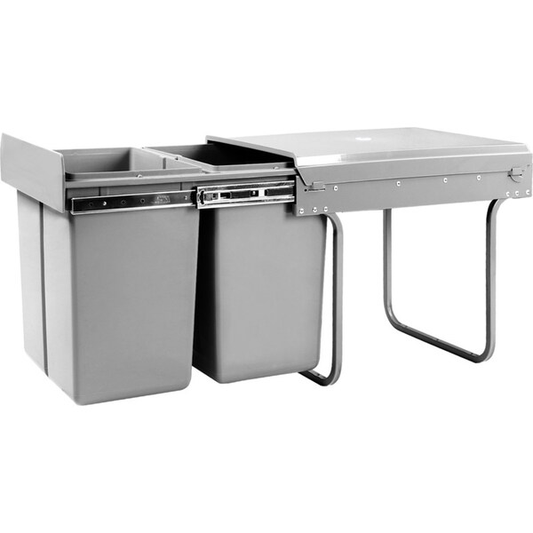 Cefito Pull Out Bin Kitchen Double Basket 2X20L Grey