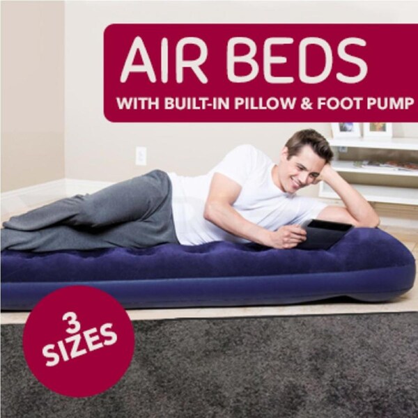 Inflatable Air Mattress with Built in Foot Pump Single