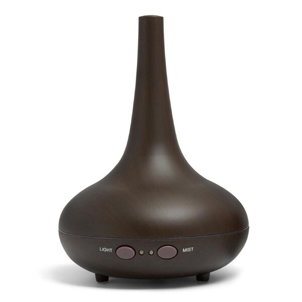 Essential Oil Diffuser Ultrasonic Humidifier Aromatherapy LED Light 200ML 3 Oils Dark Wood Grain