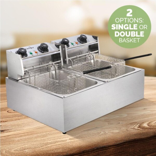 5 Star Chef Single & Double Commercial Basket Deep Fryers Double Basket Deep Fryer