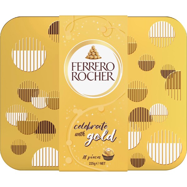 Ferrero Rocher Chocolate Gold Cube Tin 18 pack