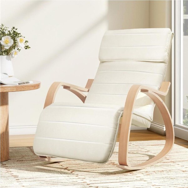 1x Artiss Armchair Footrest Rocking Beige Afton
