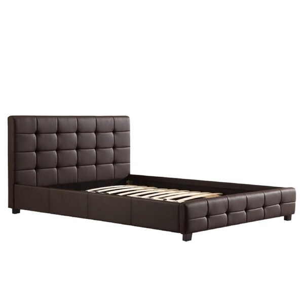 Double PU Leather Deluxe Bed Frame Brown