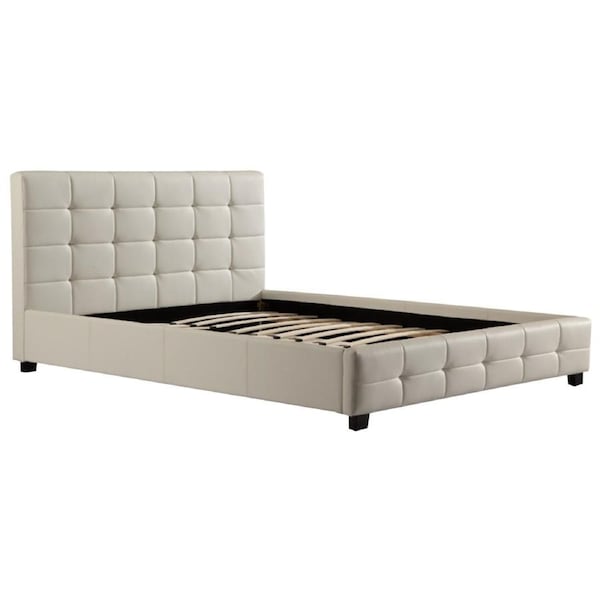 Double PU Leather Deluxe Bed Frame White
