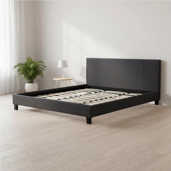 King Linen Fabric Bed Frame Grey