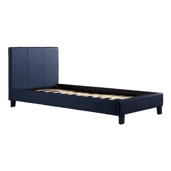 Single PU Leather Bed Frame Blue