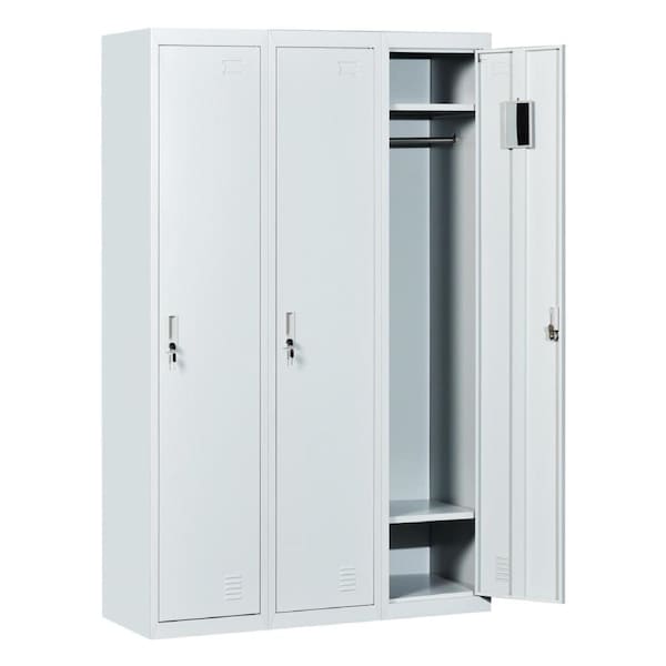 Three-Door Side by Side Office Gym Shed Storage Locker