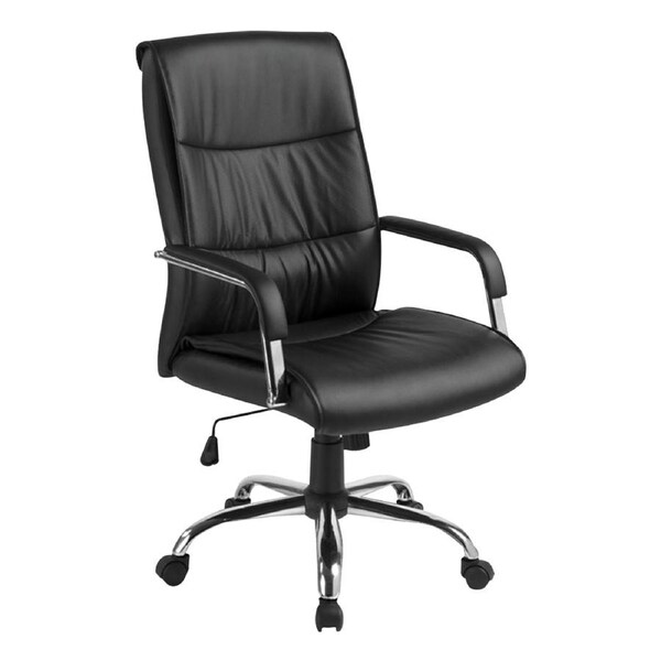 PU Leather Office Chair – Ergonomic Executive Swivel Desk Chair with Padded Seat in Black