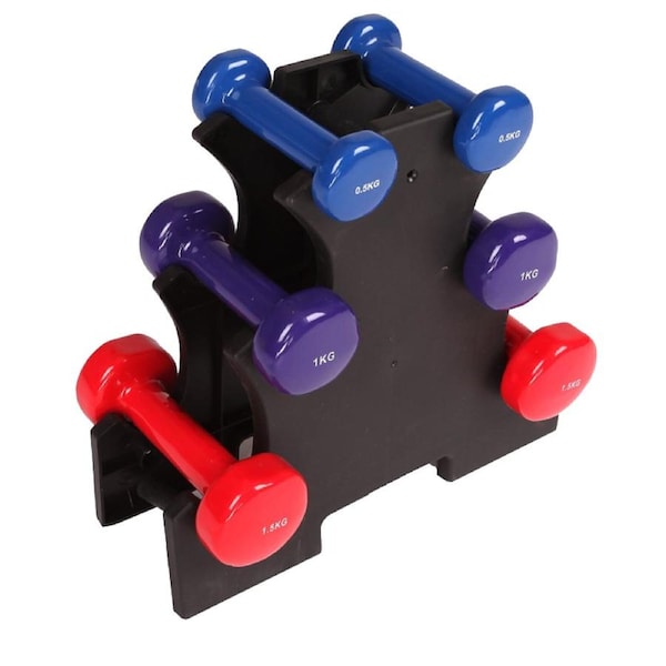 6-Piece Dumbbell Set with Storage Rack for Home Gym Training