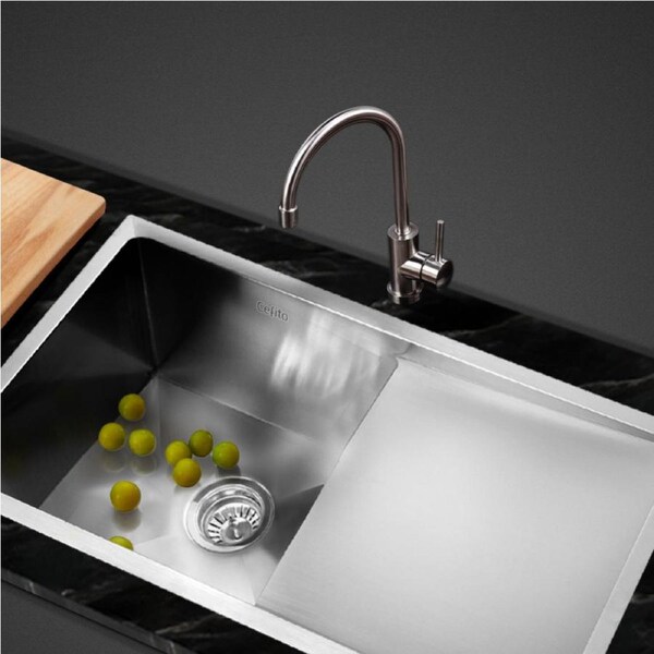 87X45CM Cefito Stainless Steel Sink Kitchen Basin Single Bowl Silver