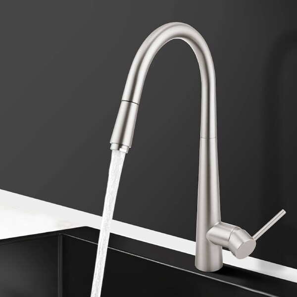 ACA 360 degree Swivel Pull Out Kitchen Mixer Tap Brushed Nickel Brass Body Lead Free