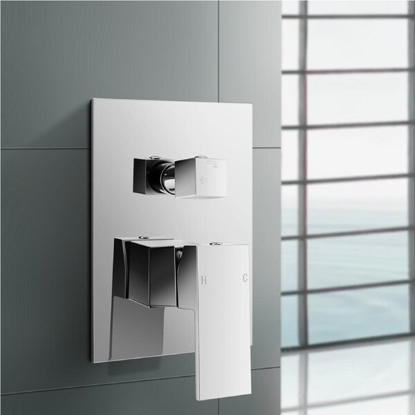 ACA Brass Square Bath & Shower Diverter Mixer in Chrome