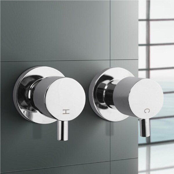 ACA Wall Mounted Round Bath Shower Taps Set 1/4 turn Round