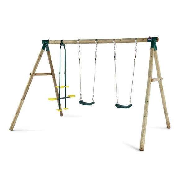 Plum Play AU Colobus Wooden Double Swing Set Outdoor Playset for Kids - Green