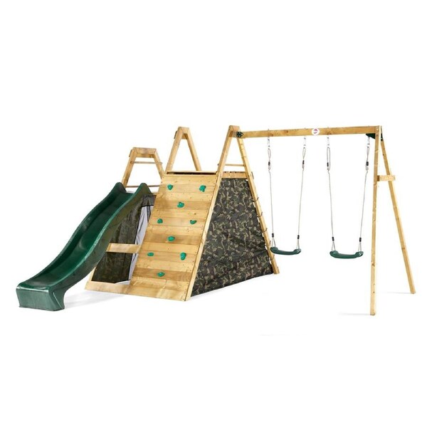 Plum Play AU Climbing Pyramid with Slide & Swings Jungle Gym for Kids Outdoor