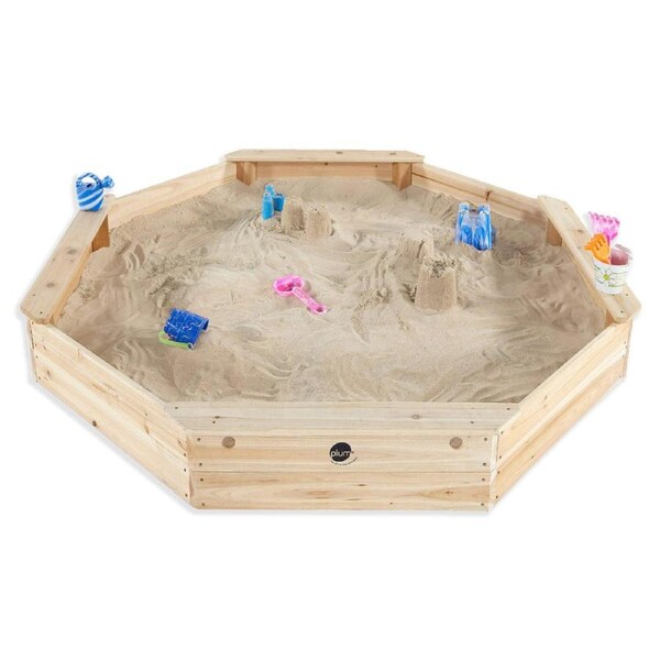 Plum Play AU Giant Octagonal Wooden Sandpit Large Outdoor Sandbox for Kids