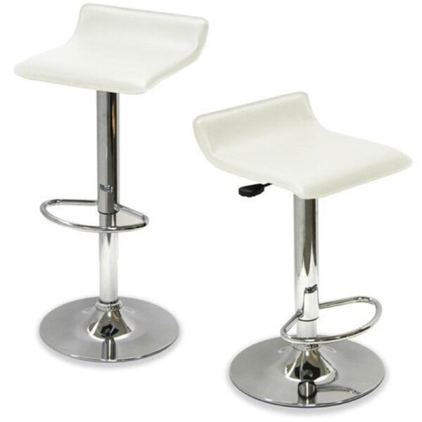 2x S Curve PU Leather Gas Lift Bar Stool in White