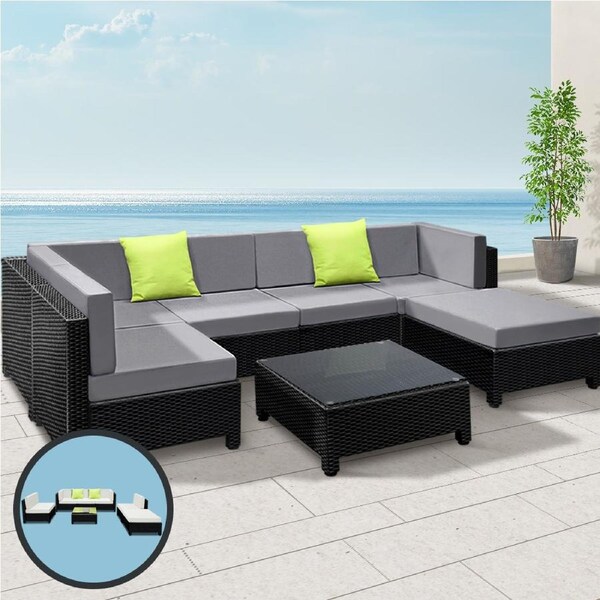 Gardeon 7 Piece Outdoor Sofa Set Furniture Lounge Setting Patio w/ Storage Cover