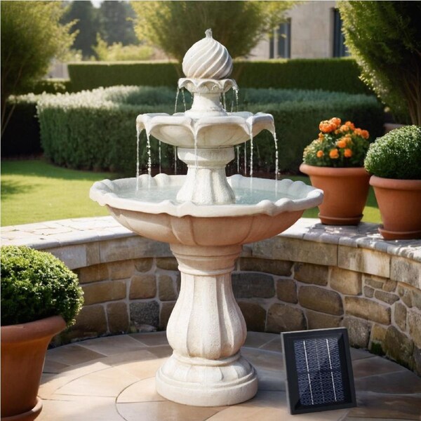 1x Gardeon Solar Water Feature Ivory 93cm