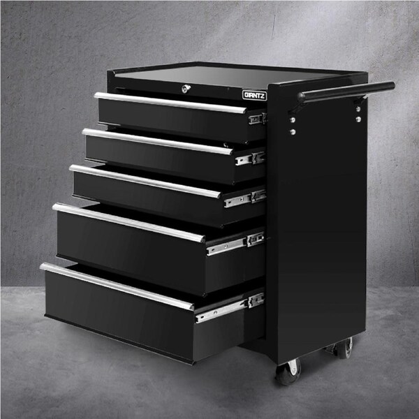 Giantz Tool Chest Cabinet Trolley 5 Drawers Storage Toolbox Black
