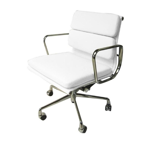 Ashton Low Back Office Chair - White Leather