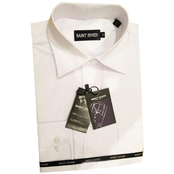 Mens BUSINESS SHIRT Plus Size King Big Large Formal S M L XL XXL 3XL 4XL 5XL White / 37cm (Small)