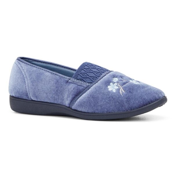 GROSBY SASHA (GA) Ladies Slippers Comfy Shoes Slip On Moccasins Warm Flats Mid Blue / 9