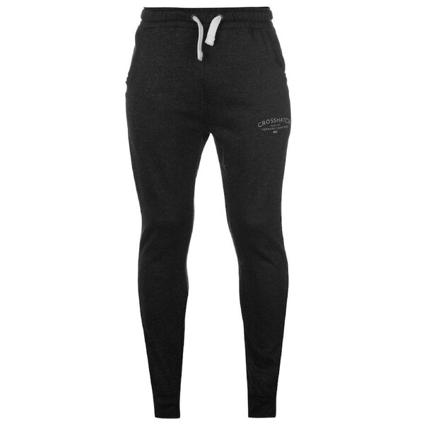 CROSSHATCH Leeroy Skinny Track Pants Slim Trousers Cotton Gym Trackies Joggers Charcoal Marle / XL