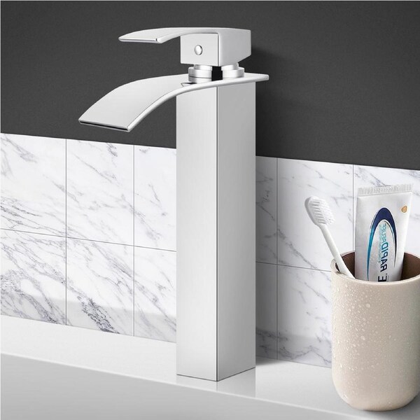 ACA Tall Square Basin Mixer Tap Above Counter Top Brass Bath Faucet Chrome WELS 6Star 4L/M