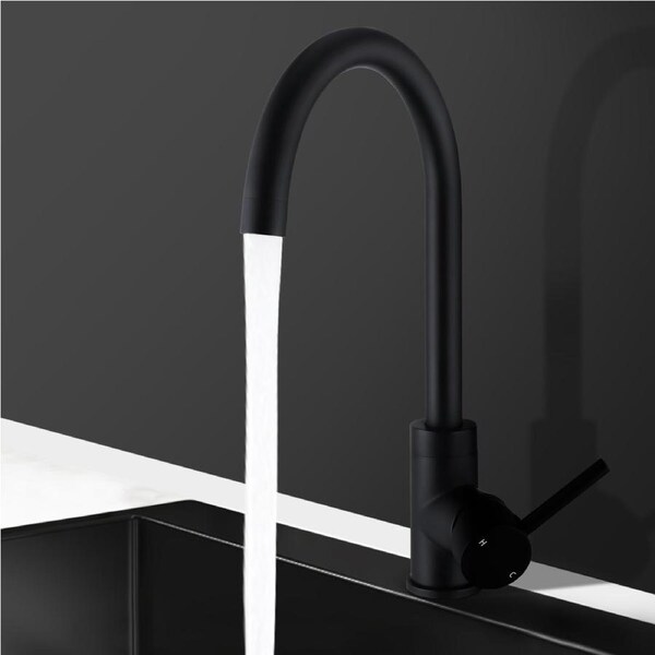 ACA Kitchen Mixer Tap Round Faucet Bath Sink Swivel WELS Black